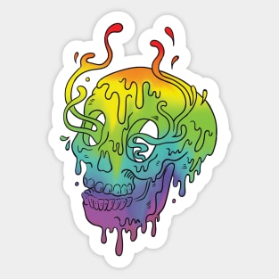 Melting Skull - Rainbow Sticker